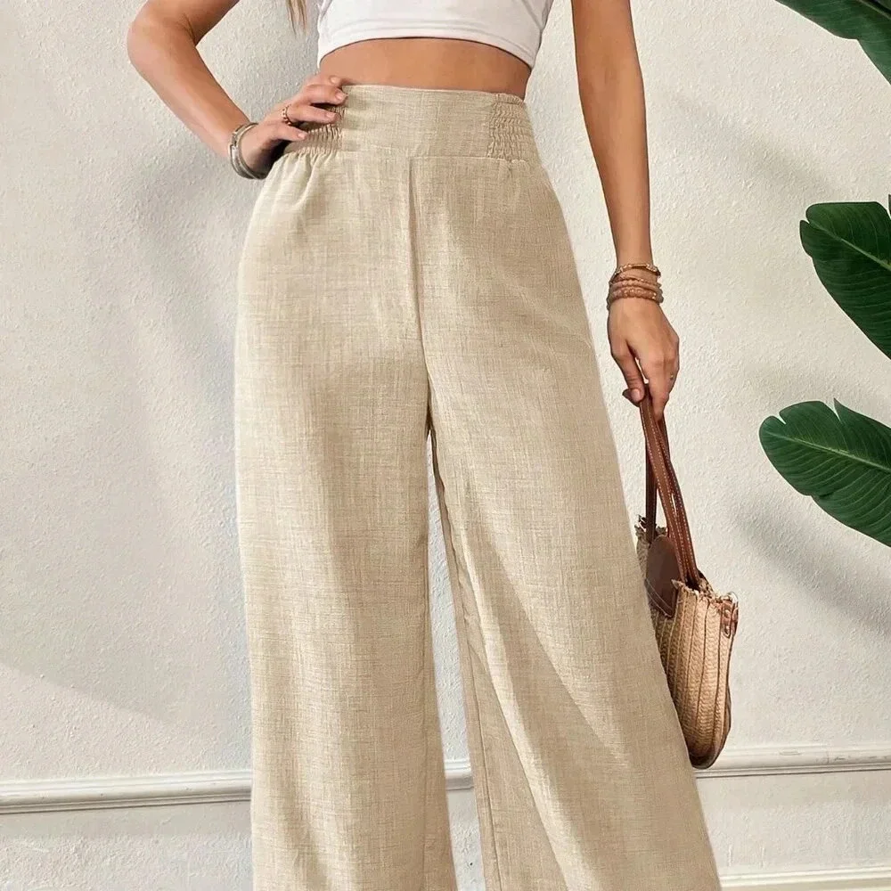 Apricot Casual Women's Waist Wide Leg Pants
